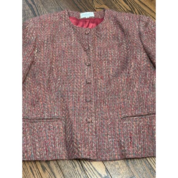 Vtg Lombardi Inc. Womens Purple Mohair Chevron Tweed Blazer & Skirt Suit Size 14 - Picture 4 of 16